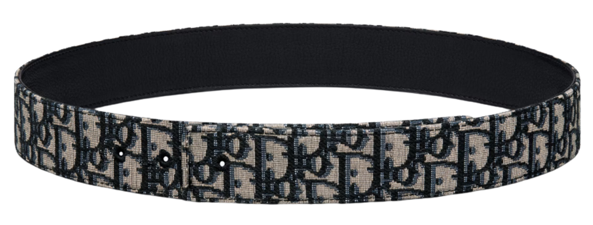 Dior Beige and Black Dior Oblique Jacquard and Black Grained Calfskin, 35 MM Reversible Belt Strap