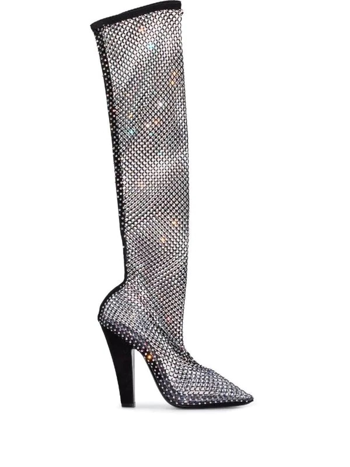 Saint Laurent Koller Crystal Net Boots
