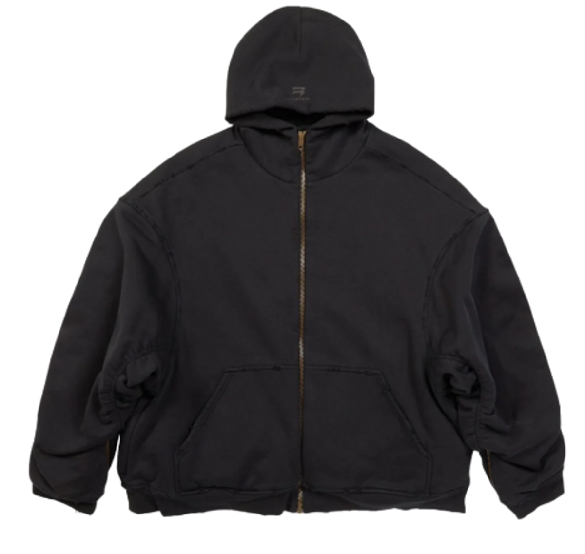 Balenciaga Oversized Black Zip Up Hoodie