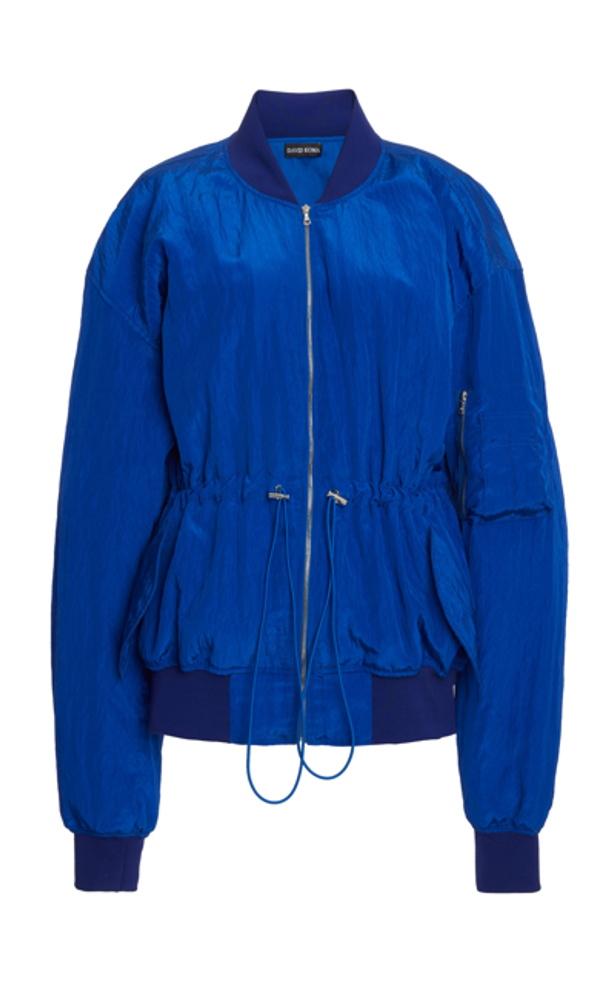 David Koma Blue Taffeta Bomber Jacket