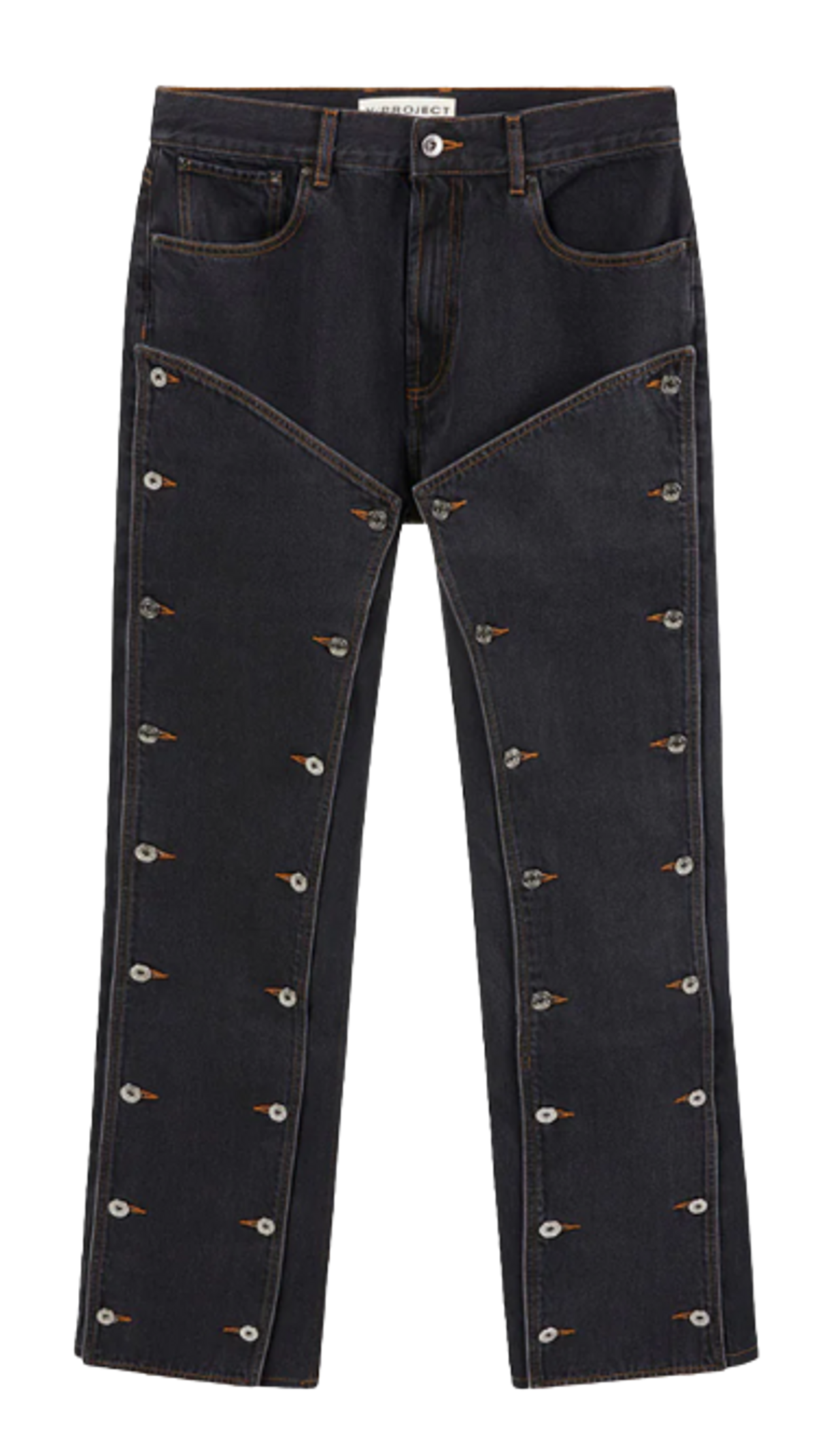 Y/Project Black Buttoned-panel Straight-leg Jeans