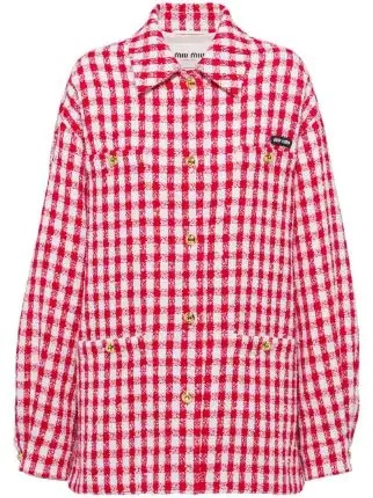 Miu Miu Gingham-Check Bouclé Blouson Jacket