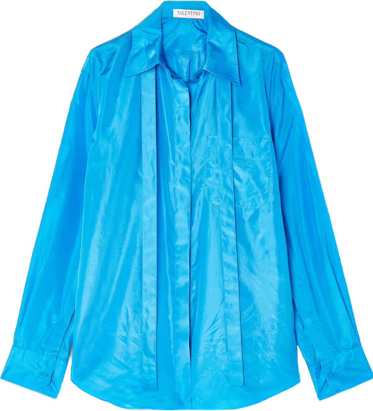 Valentino Tie-Neck Washed Silk-Taffeta Shirt
