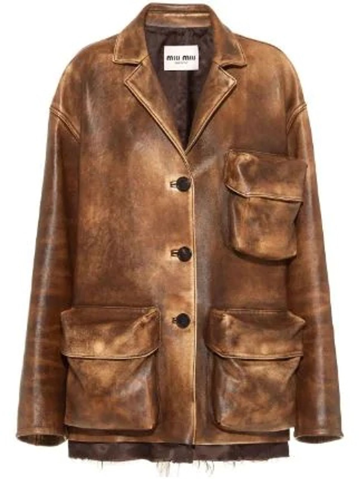 Miu Miu Single-Breasted Leather Jacket