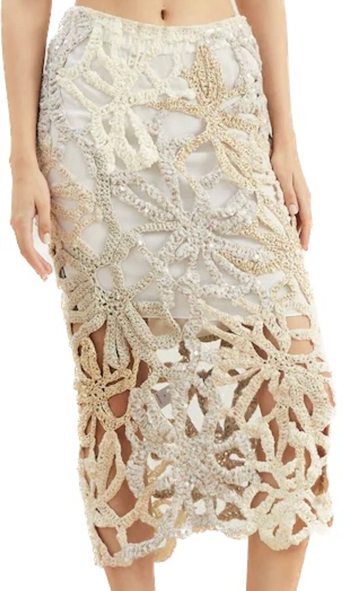 Brunello Cucinelli Marine Flower Crochet Opera Skirt