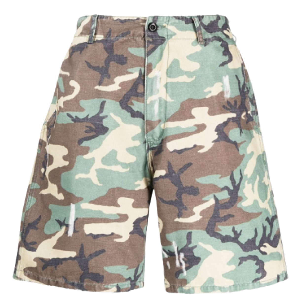 ERL Camouflage Print Green Knee Length Shorts