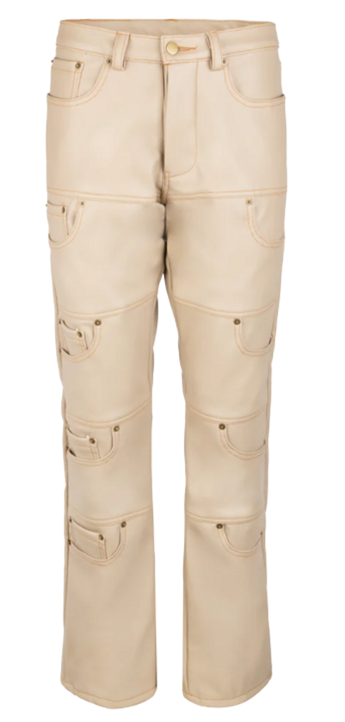Fetti Multi Beige Pocket Vegan Leather Pants | WHAT’S ON THE STAR?