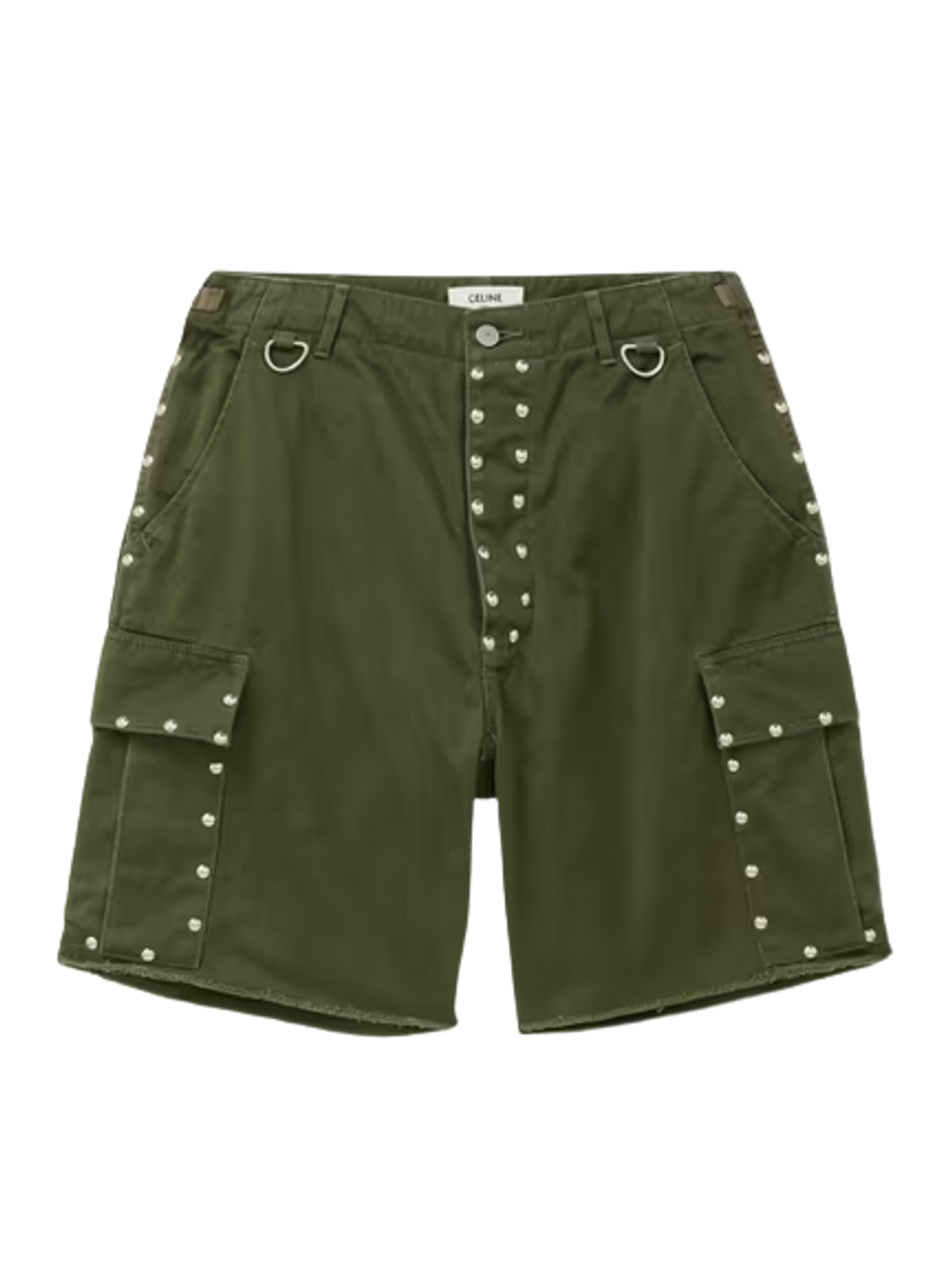 Celine Green Straight-Leg Cotton-Canvas Cargo Shorts
