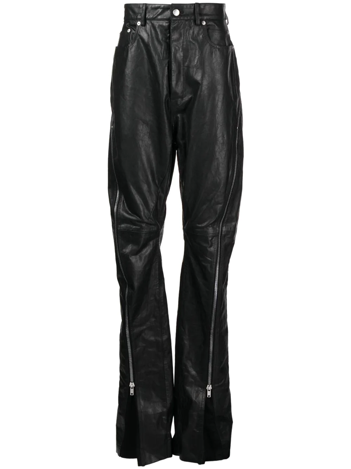 Rick Owens Leather Wide-Leg Trousers
