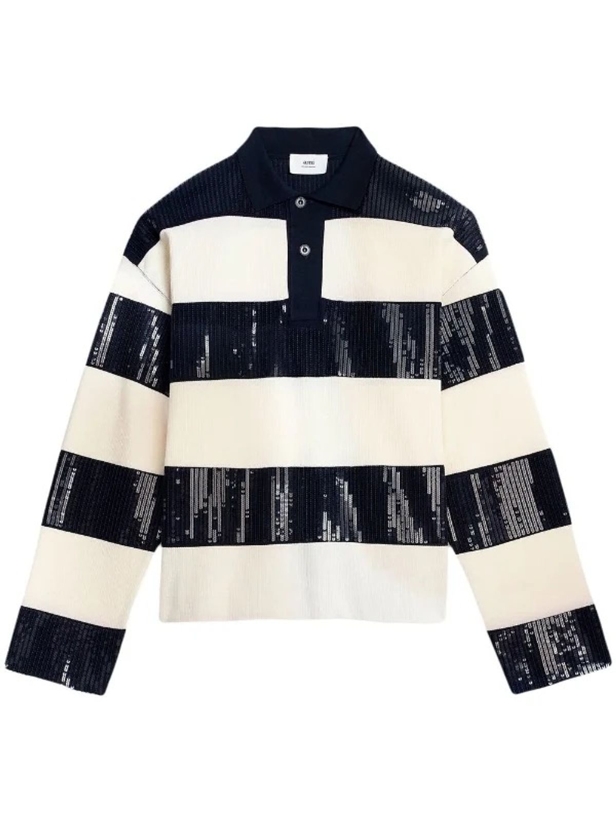 Ami Stripe Sequin-Embellished Polo Shirt