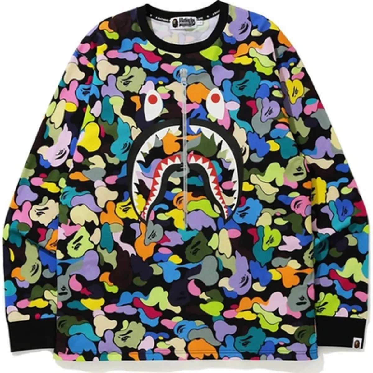 Bape Multi Camo Shark Long-Sleeve T-Shirt