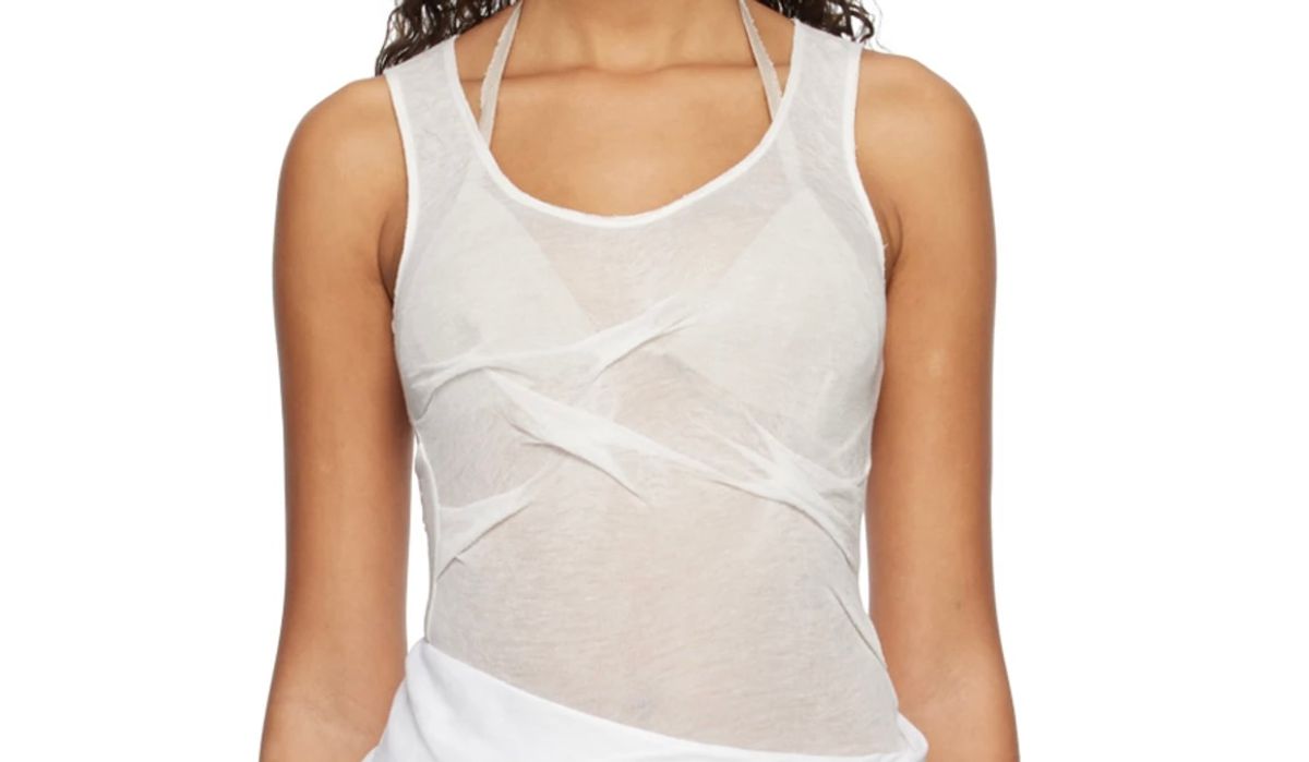 Subtle Le Nguyen White Crinkled Tank Top