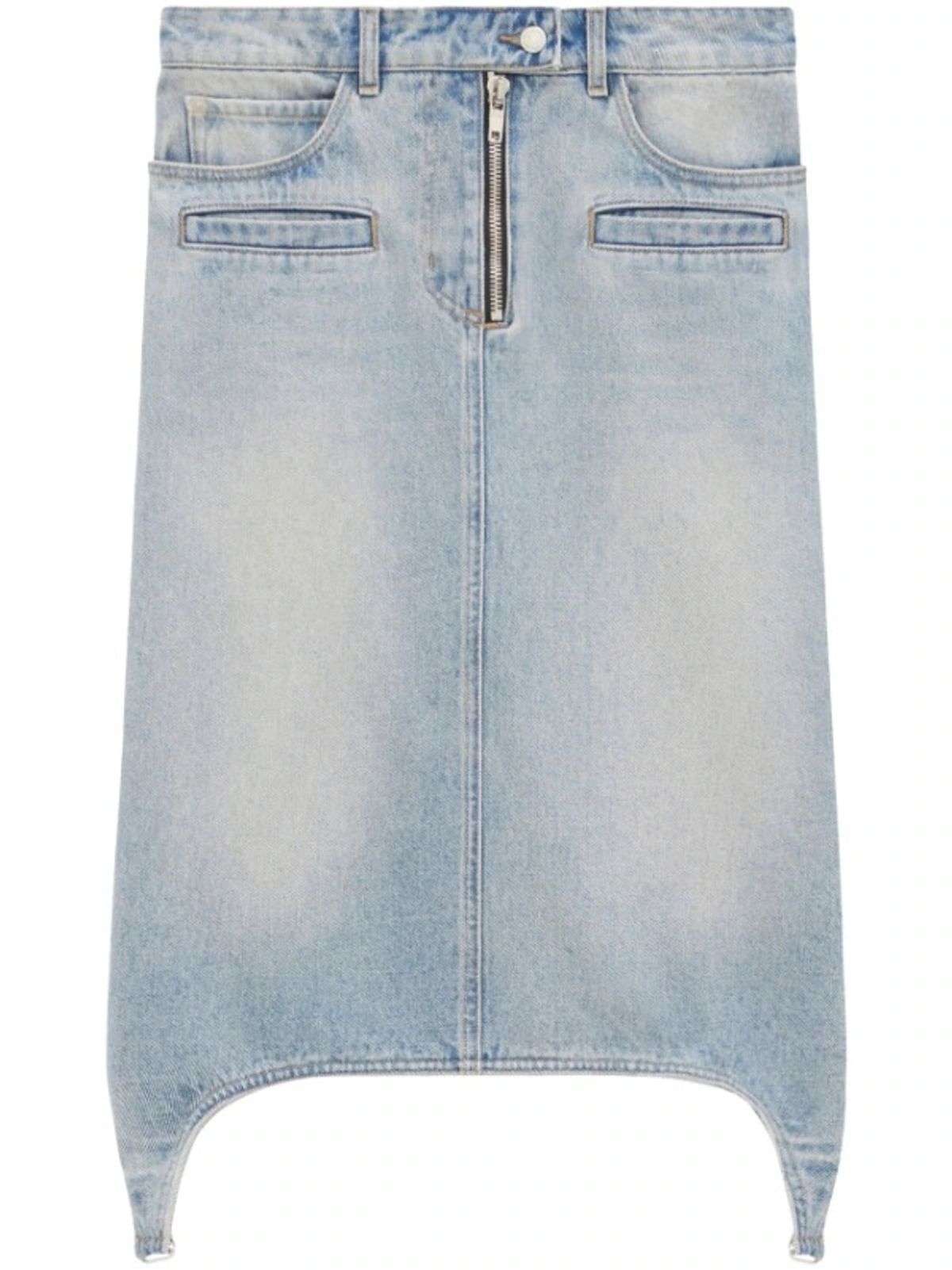 Courreges Suspenders Denim Midi-Skirt
