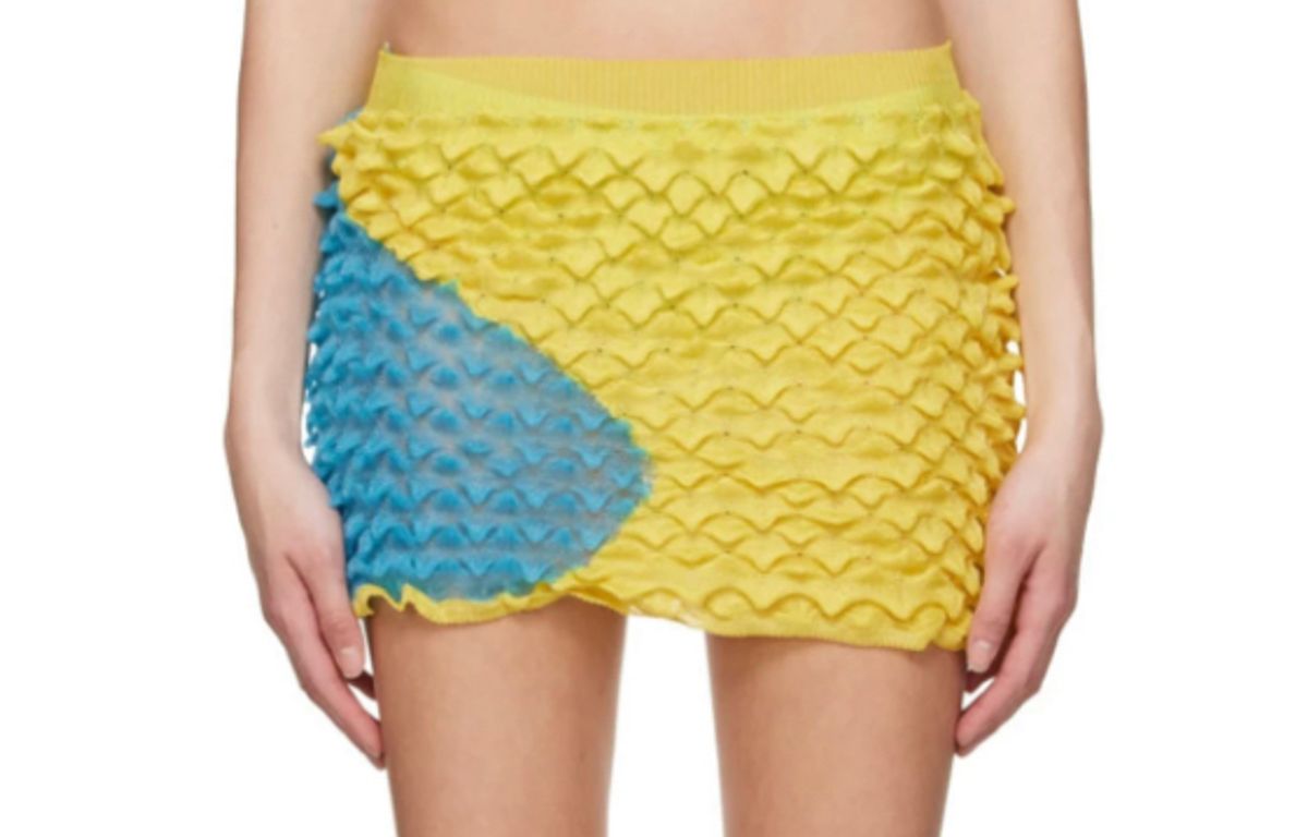 Chet Lo Blue & Yellow Tidal Mini Skirt