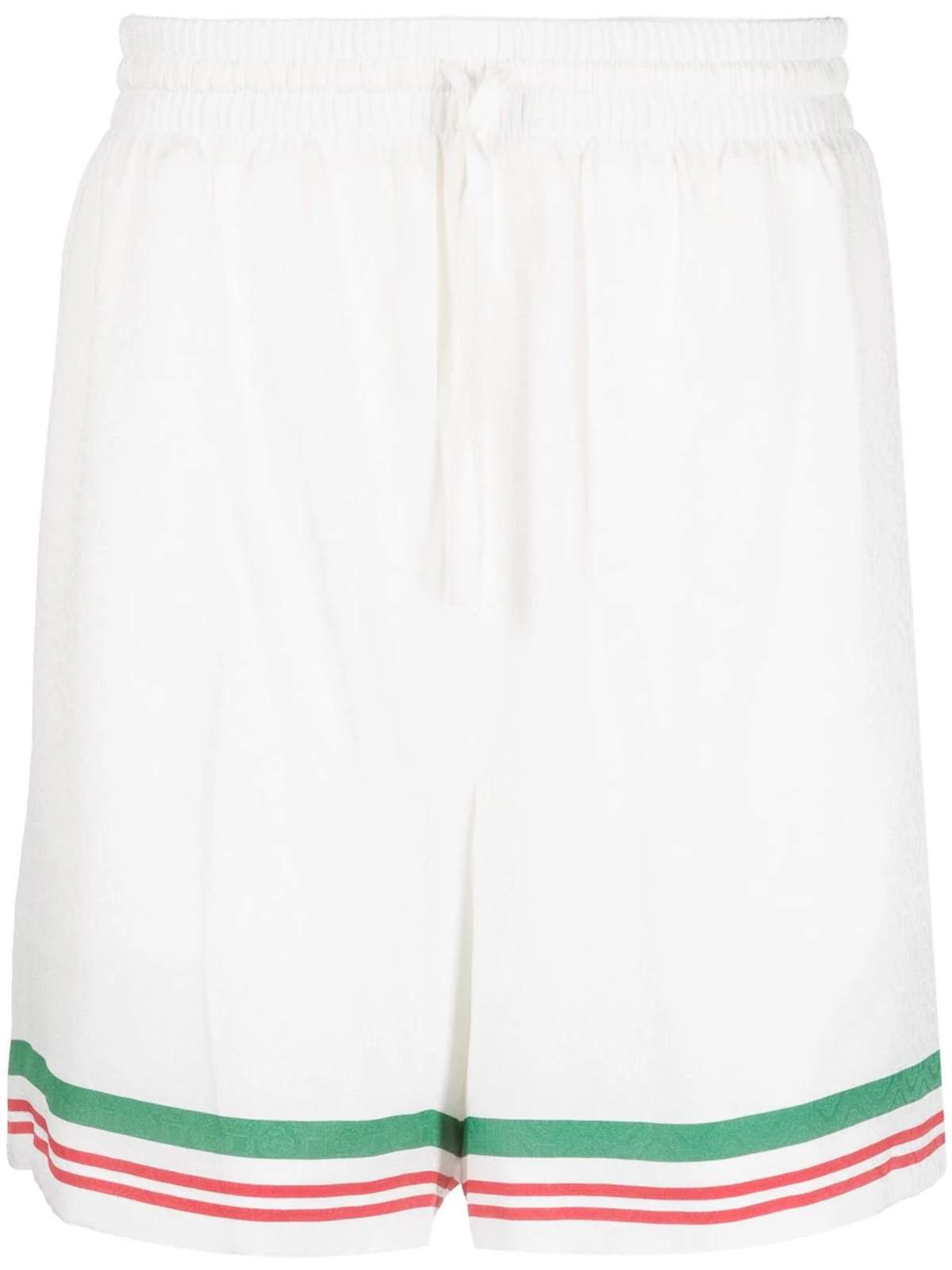 Casablanca White Silk Tennis Stripe Shorts
