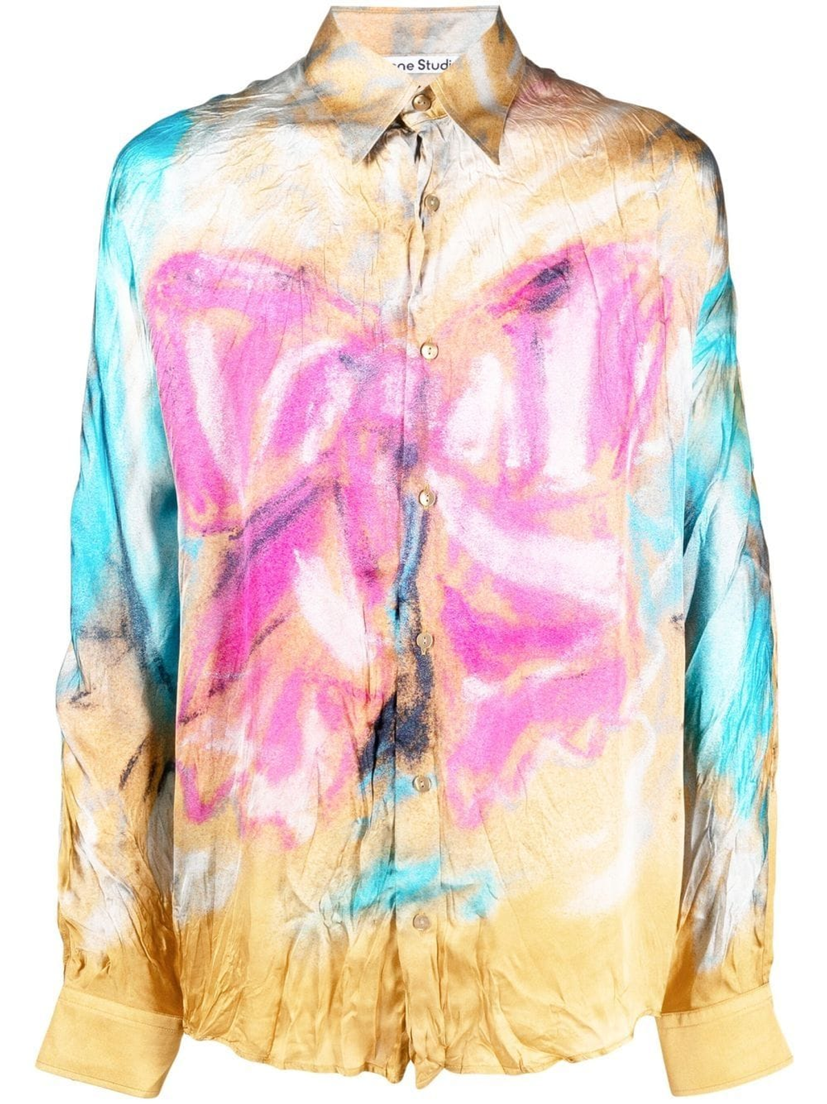 Acne Studios Abstract-Print Crinkled Shirt