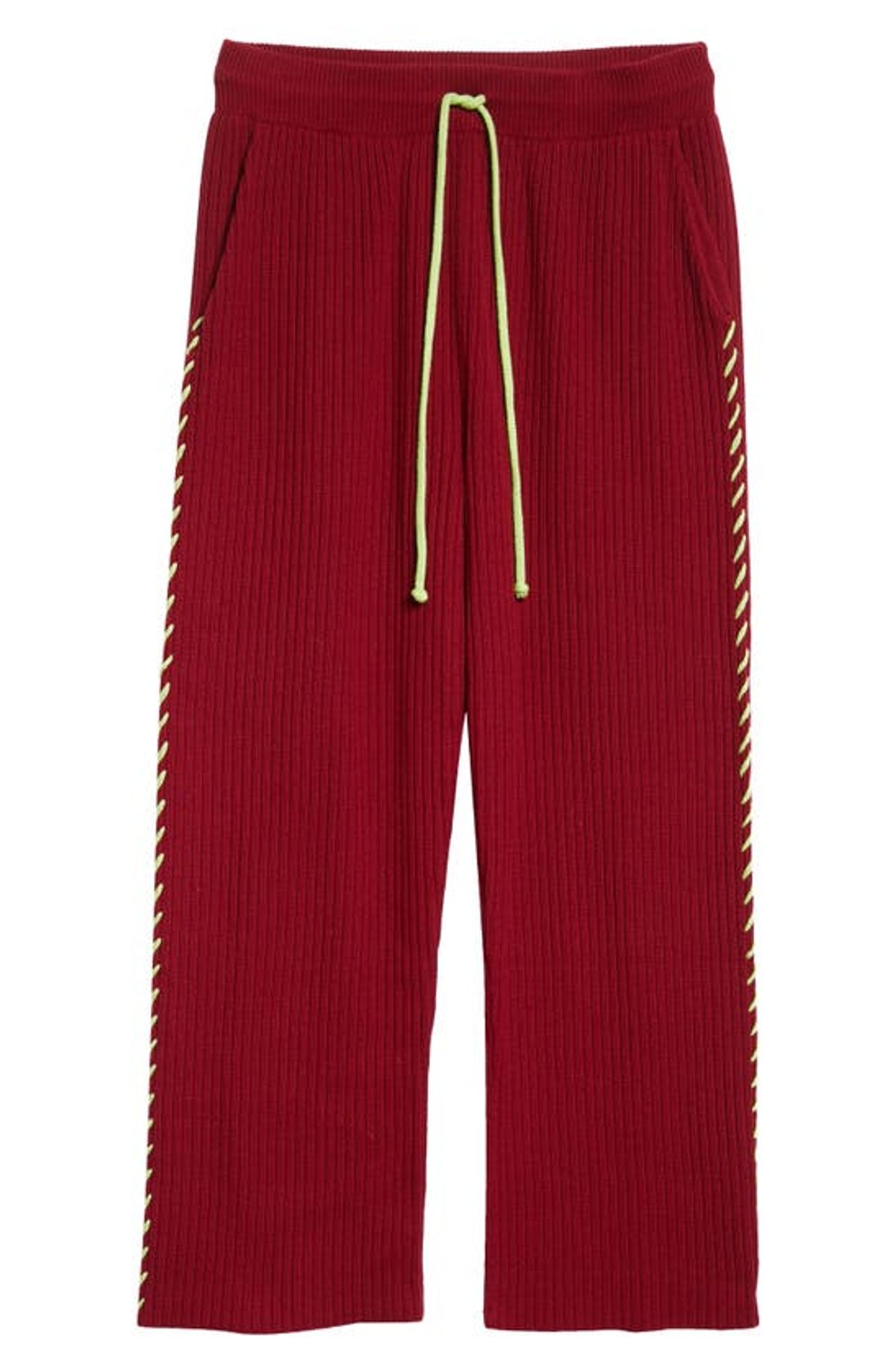 The Elder Statesman Red Whipstitch Cashmere Lounge Pants