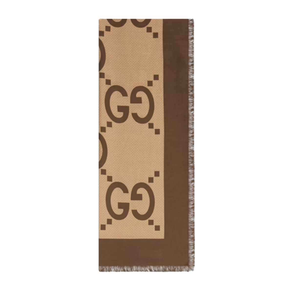 Gucci Beige Maxi Gg Cotton Silk Jacquard Scarf