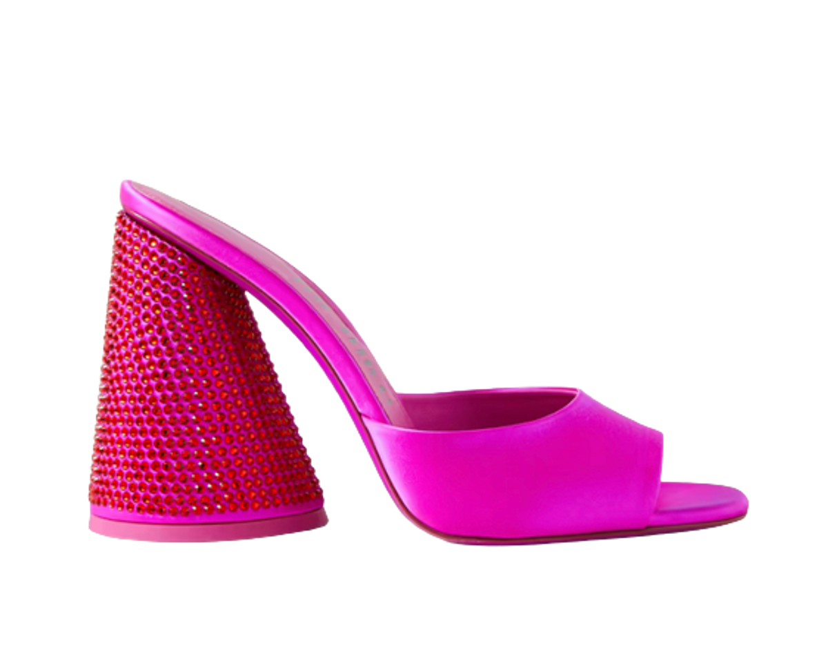 The Attico Luz Crystal-Embellished Satin Mules