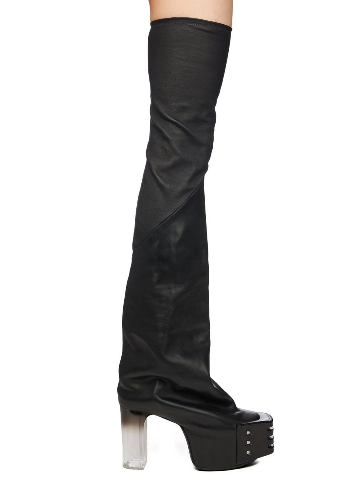 Rick Owens Oblique Waxy Calf Leather Platforms