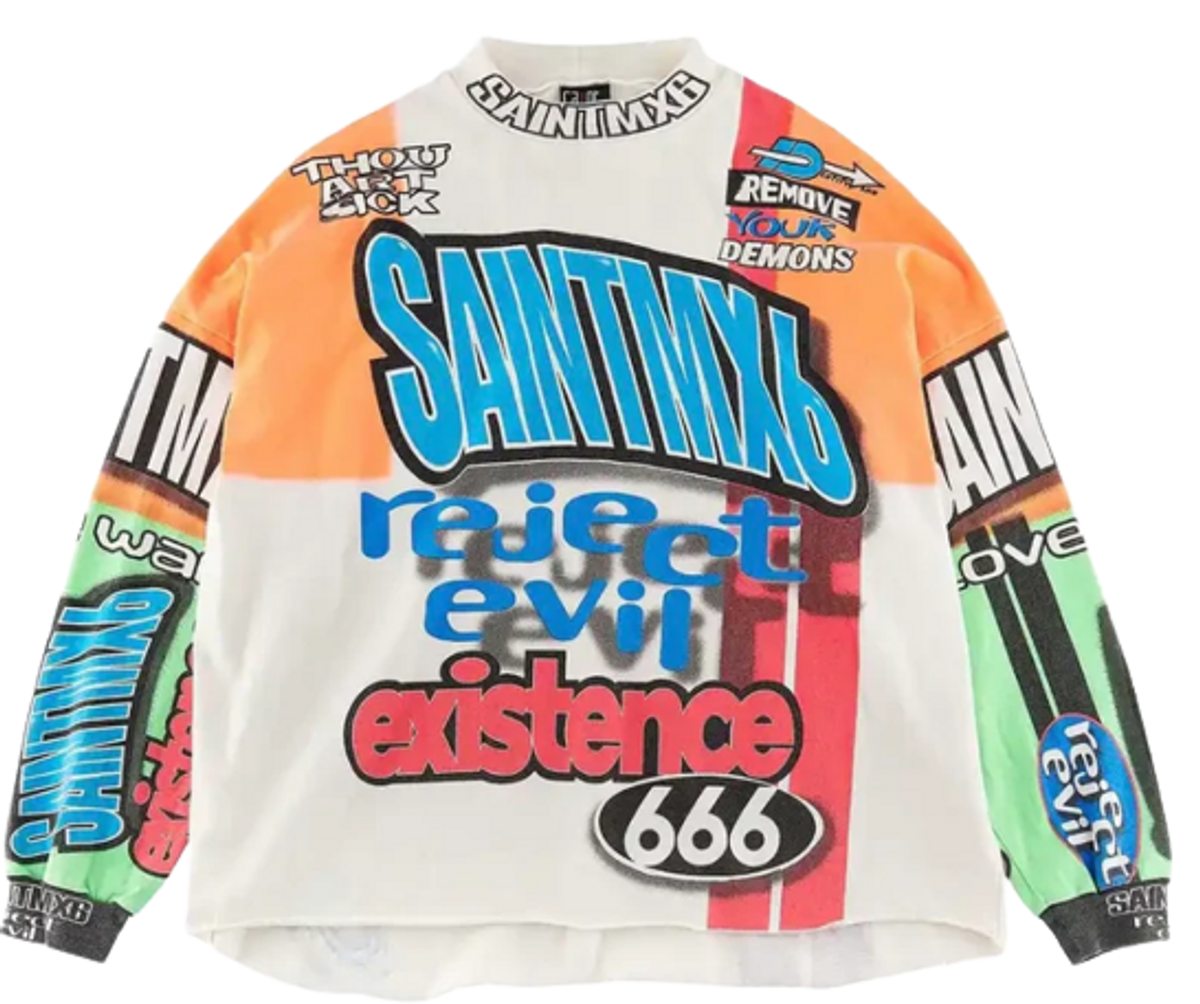 Saint Michael Motorcross L/S White Crewneck