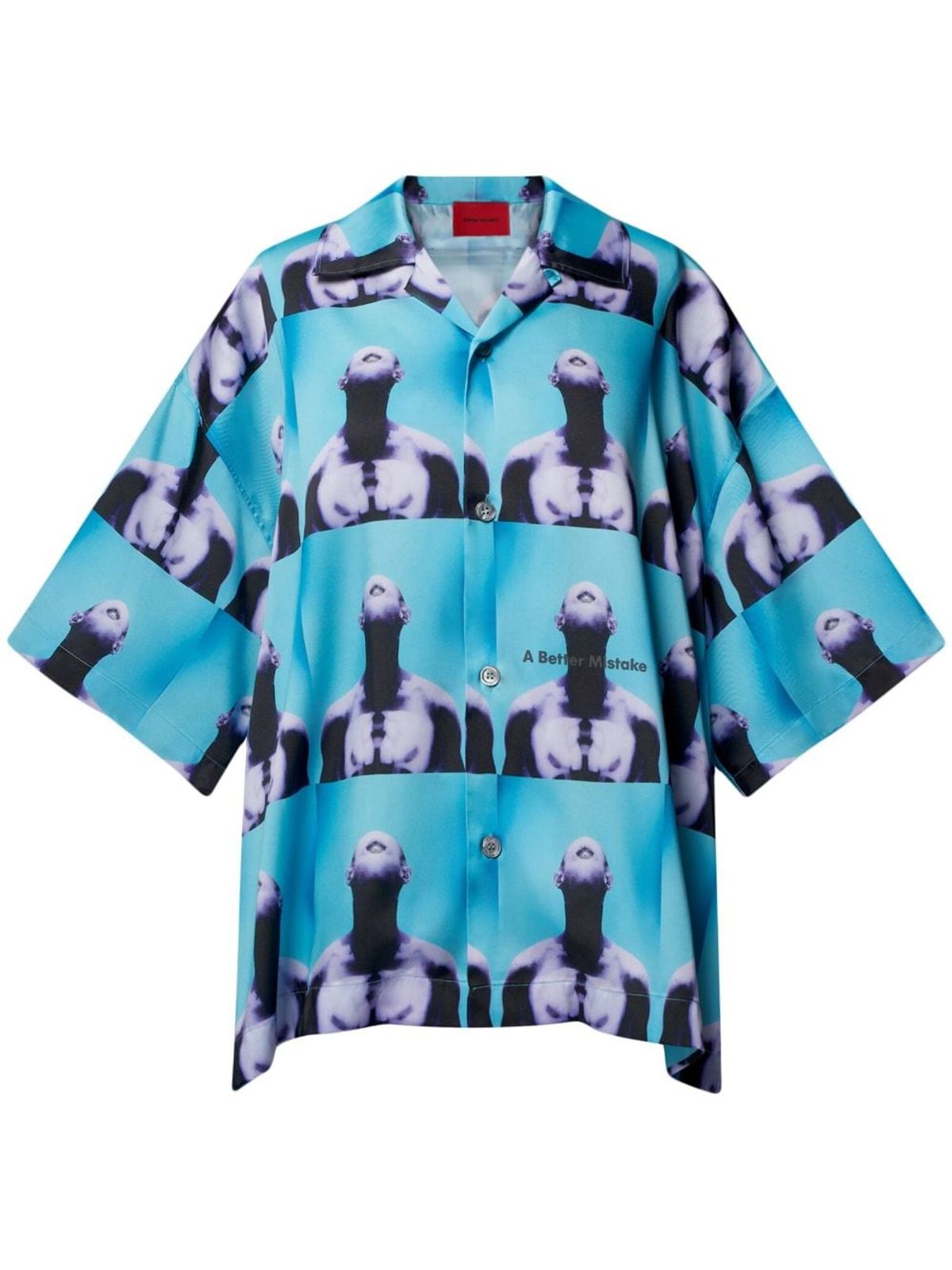 A Better Mistake Hero Blue Short Sleeve Printed Shirt