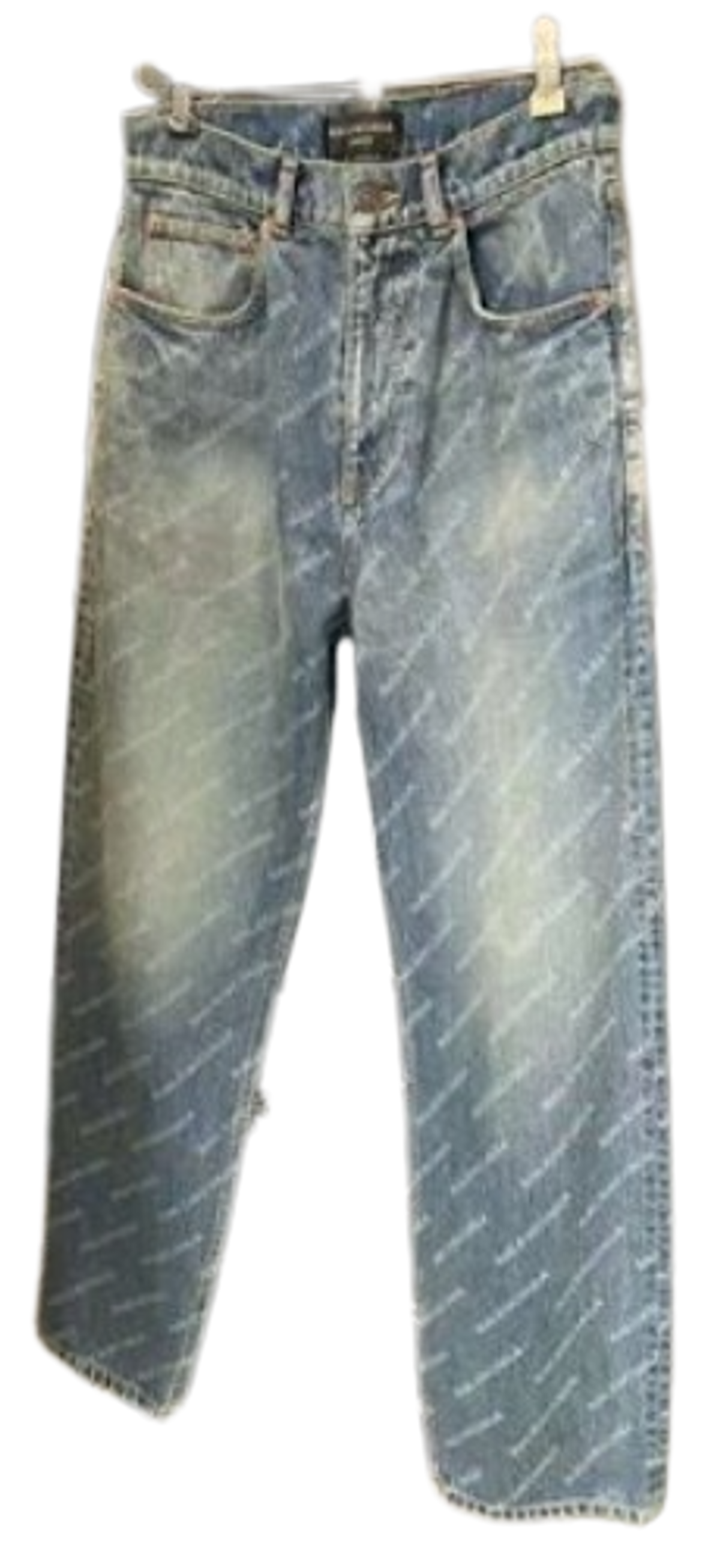 Balenciaga Blue Plain Logo Outlet Jeans