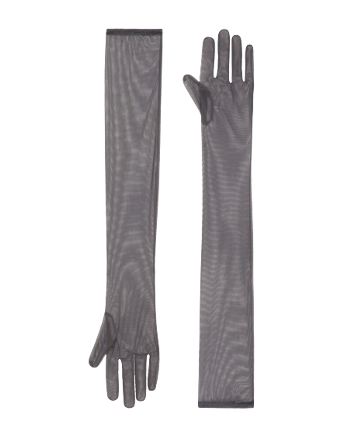 Dolce & Gabbana Dark Lead Grey Long Light Stretch Tulle Gloves
