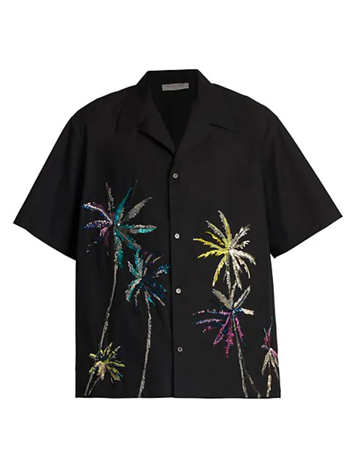 Valentino Nero Embroidered Palm Tree Shirt