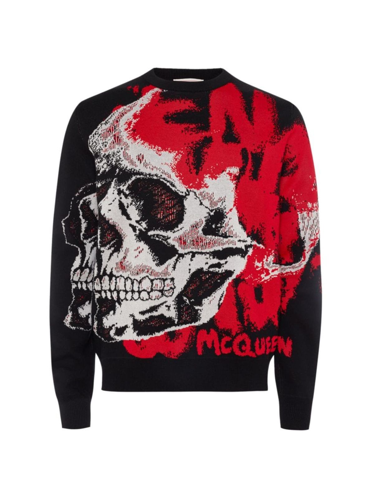 Alexander McQueen Skull Graffiti Wool Blend Jumper