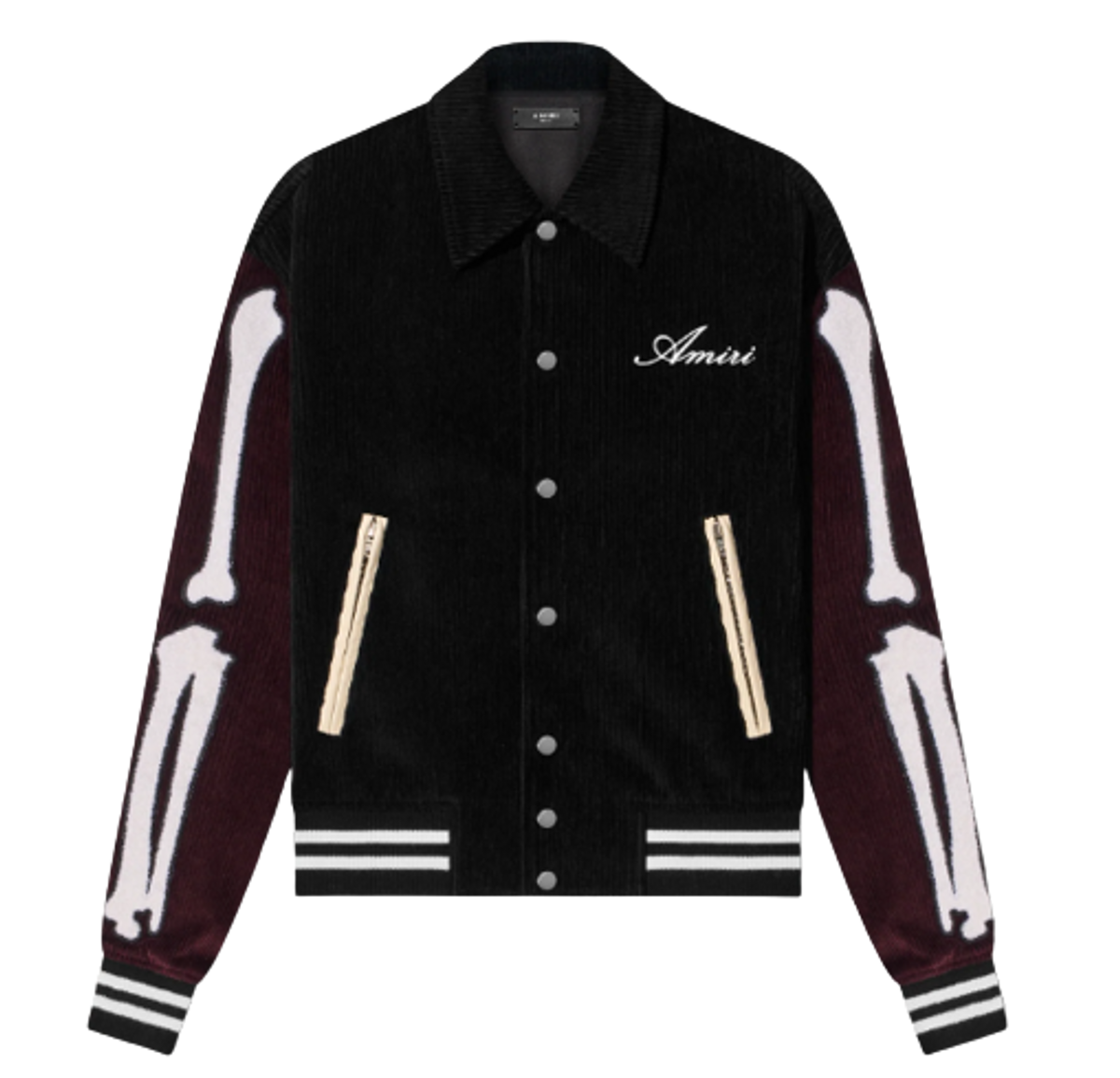 Amiri Corduroy Bones Black Varsity Jacket