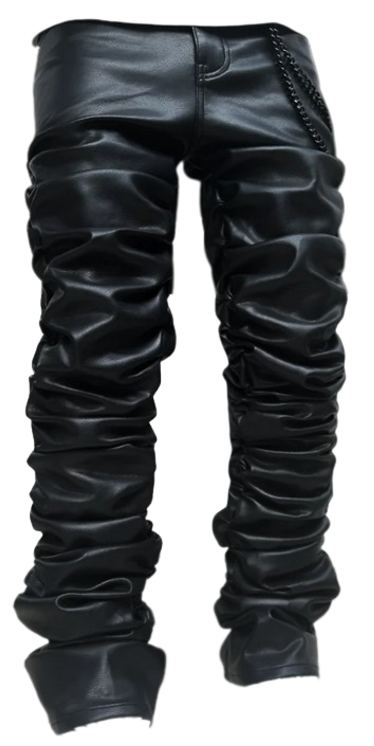 Guapi All Black Stacked Leather Pants