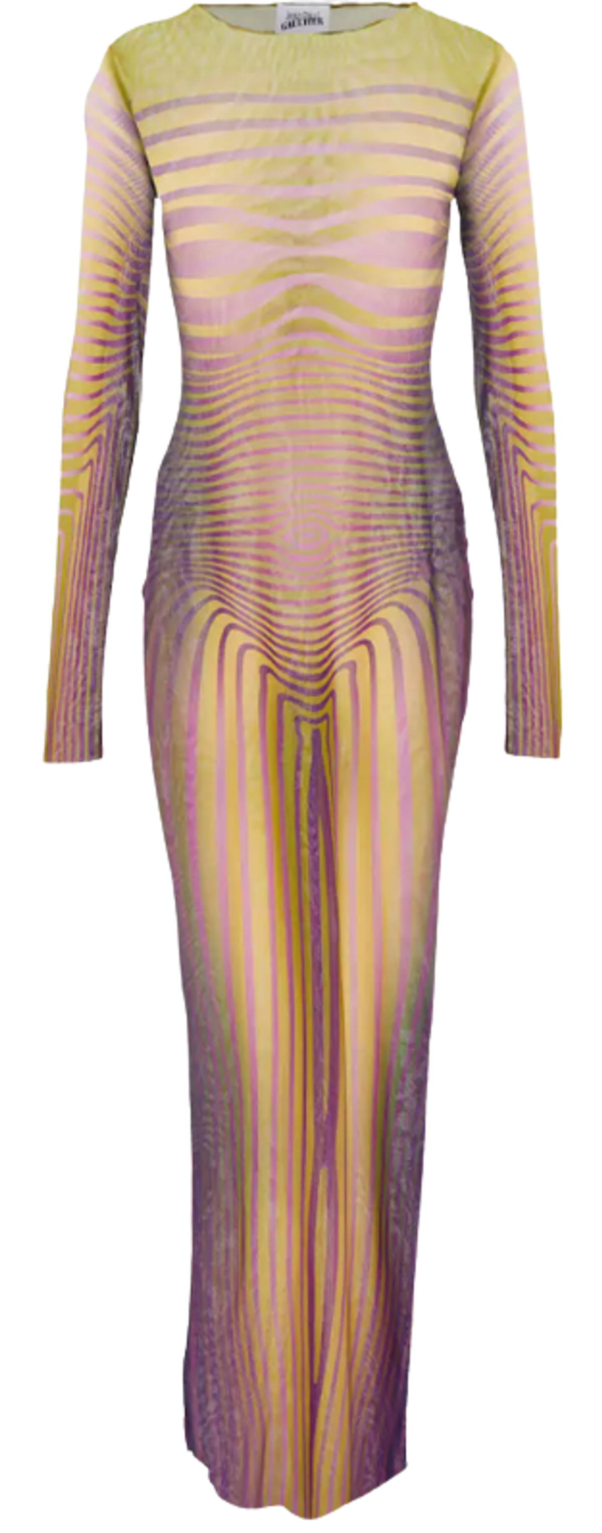 Jean Paul Gaultier Striped Mesh Maxi Dress