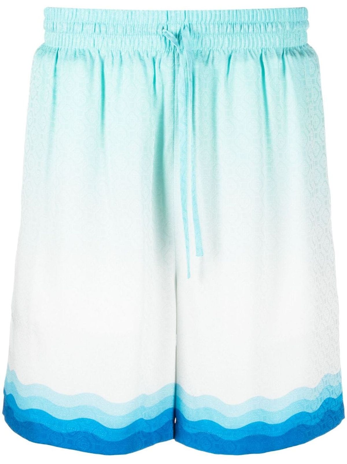 Casablanca Memphis Icon-print Silk Drawstring White Shorts