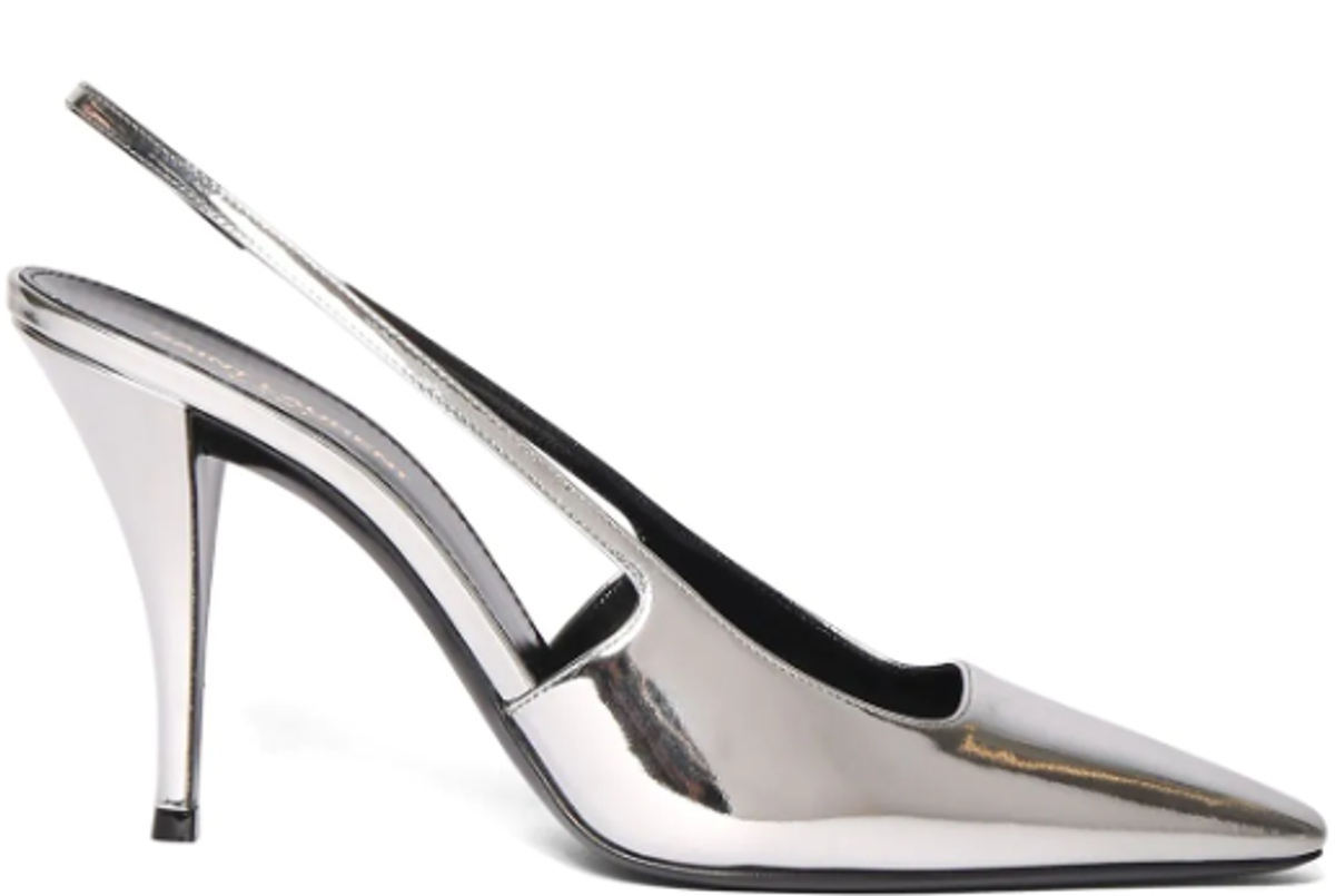 Saint Laurent Blade 90 Mirrored Leather Slingback Pumps