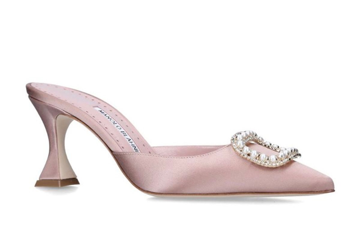Manolo Blahnik Satin Fabetamu Mules