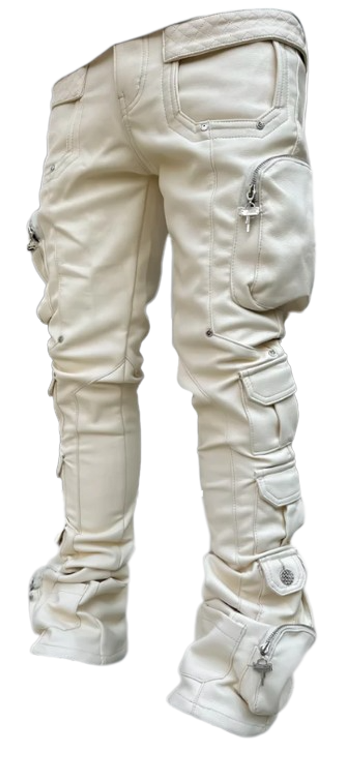 Guapi Cream Cargo Leather Pants | WHAT