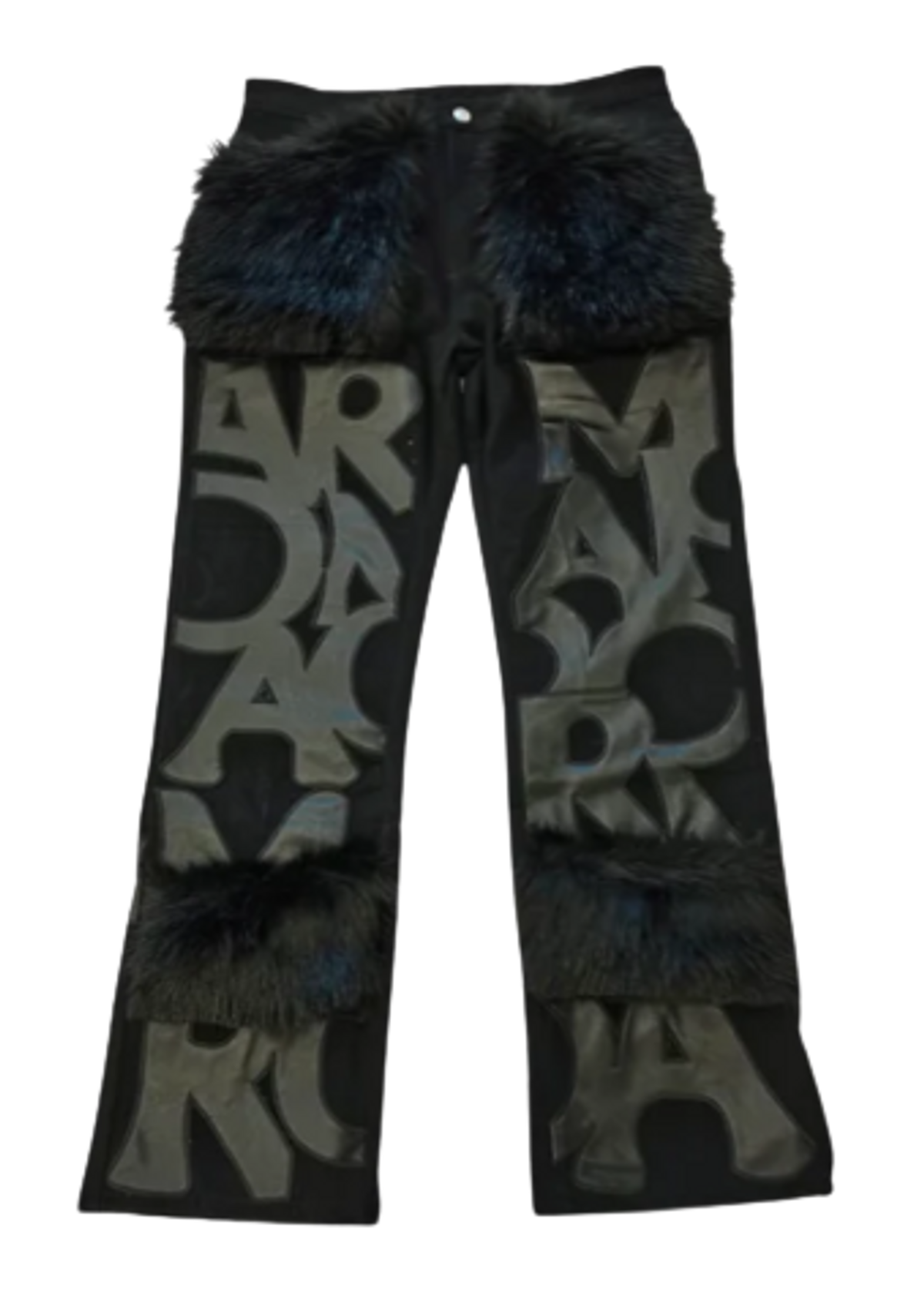 Roam The Halls Black Fur Denim Pants