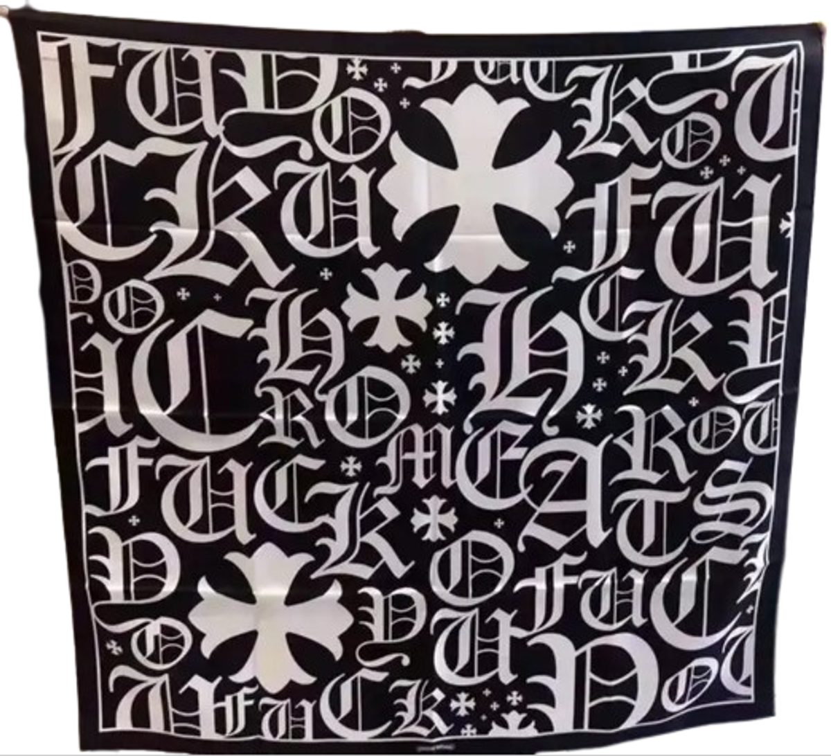 Chrome Hearts Black Fuck You Silk Scarf