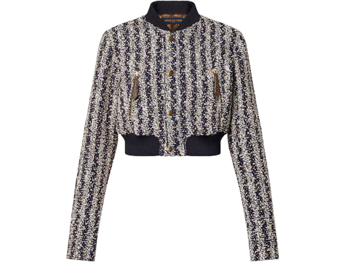 Louis Vuitton Lurex Tweed Cropped Bomber Jacket