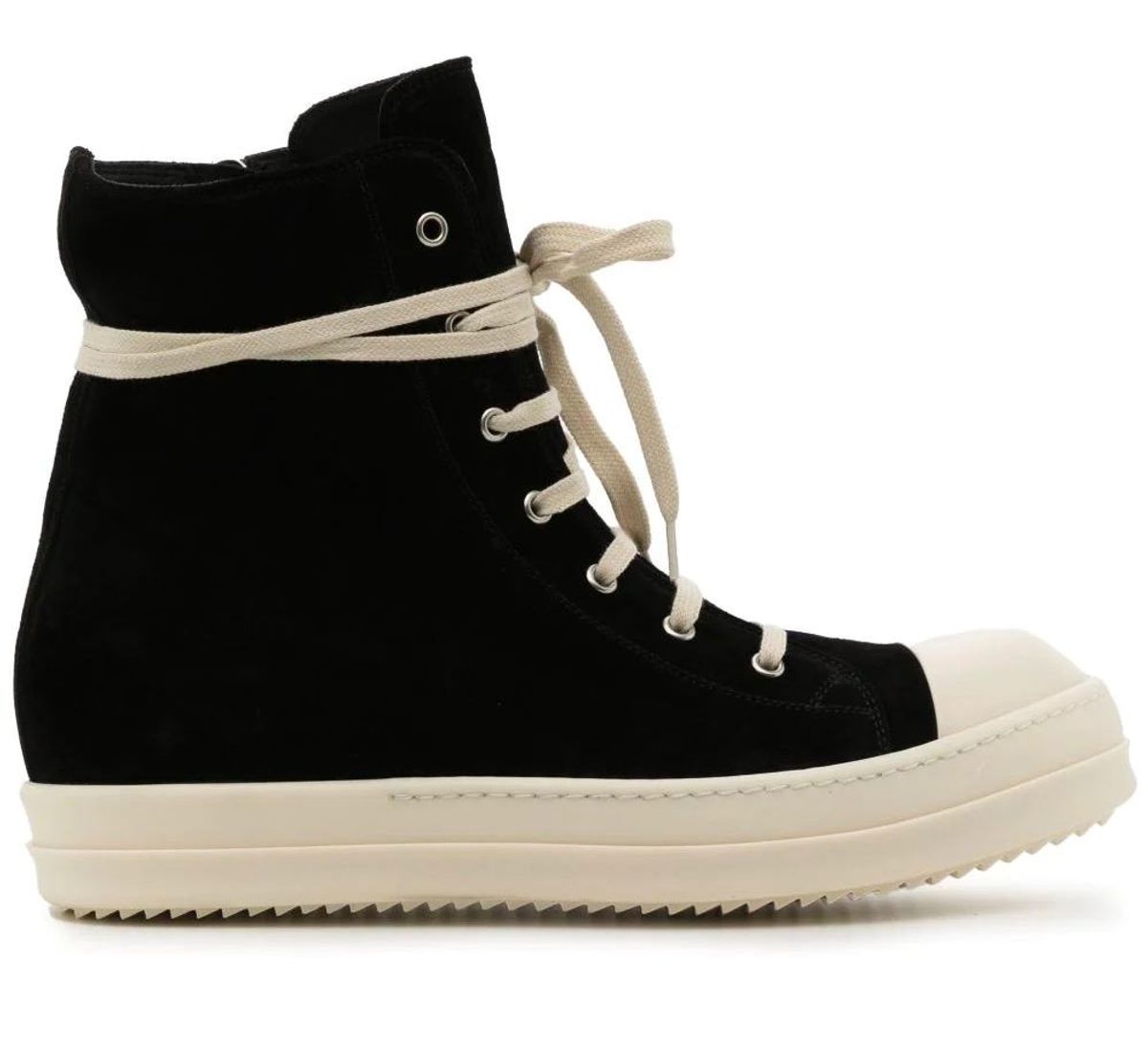 Rick Owens Edfu High-Top Suede Black Sneakers