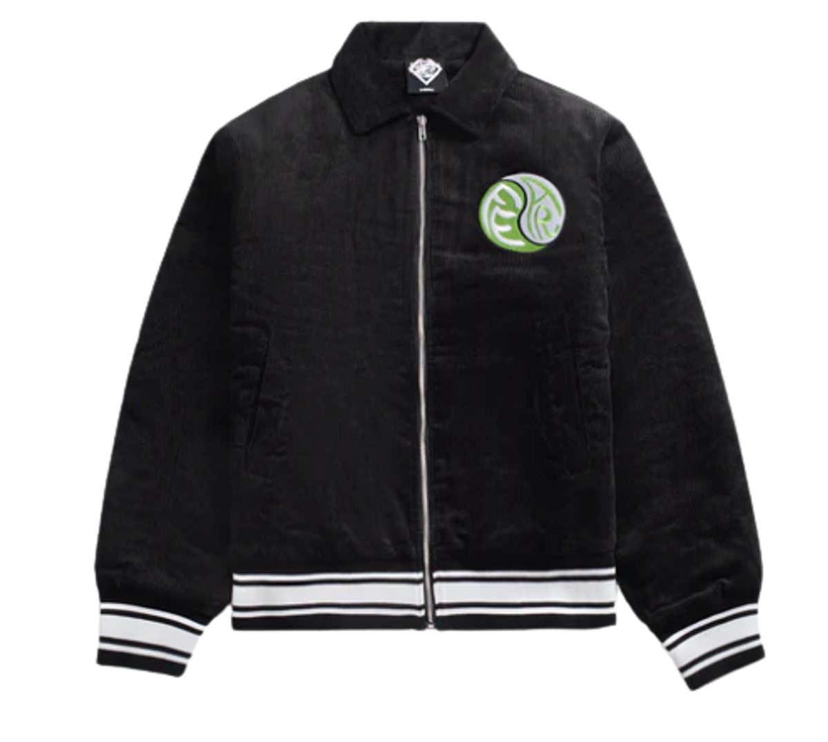 Fear What You Don’t Know Black Corduroy Ying Yang Varsity Jacket