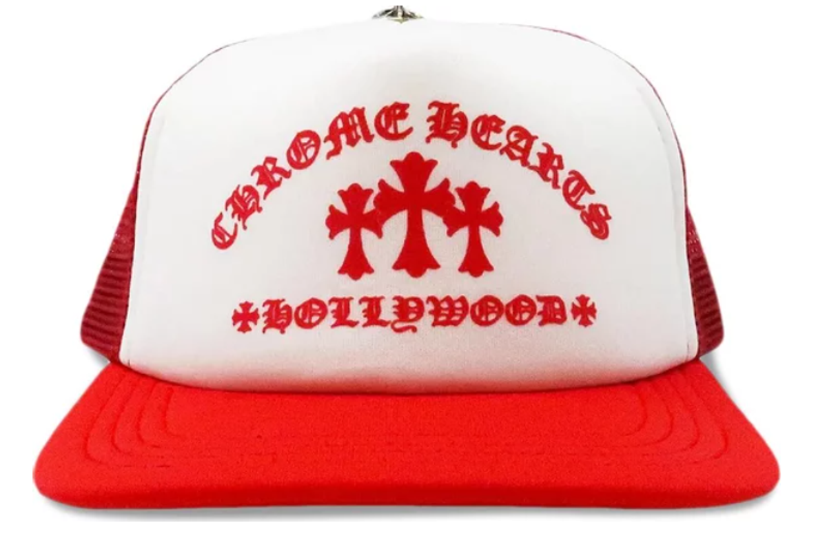 Chrome Hearts Red And White King Taco Trucker Cap