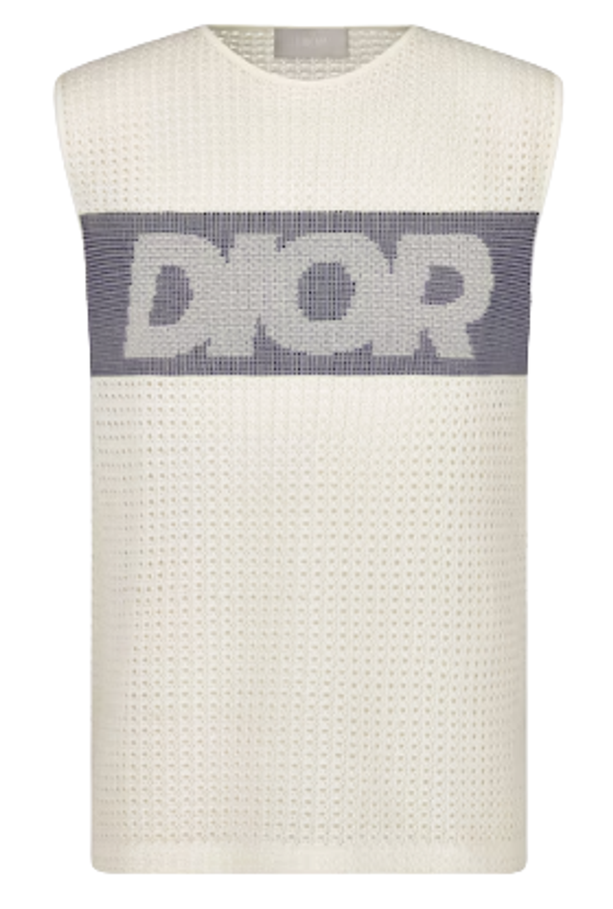 Dior White Mesh Sleeveless T-Shirt