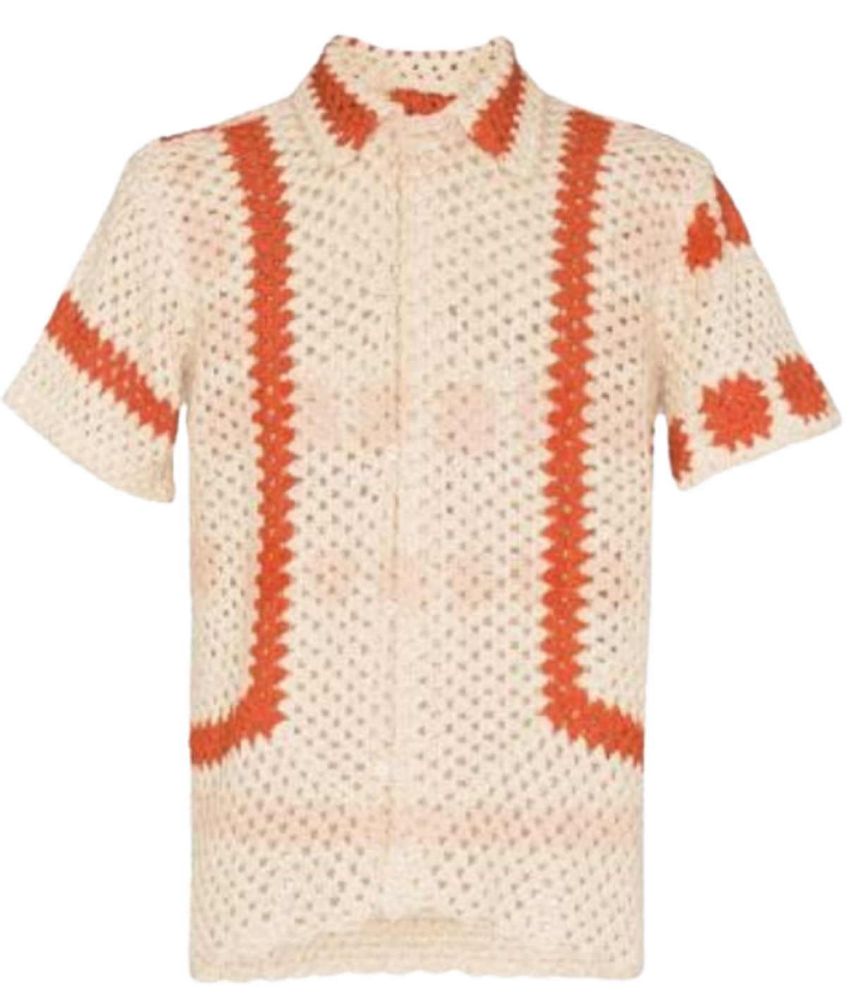 Bode Sunspot Crochet Short Sleeve Shirt