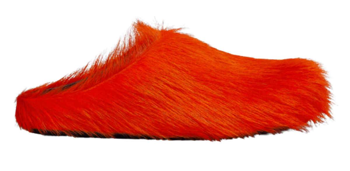 Marni Orange Long Hair Calfskin Fussbett Sabot