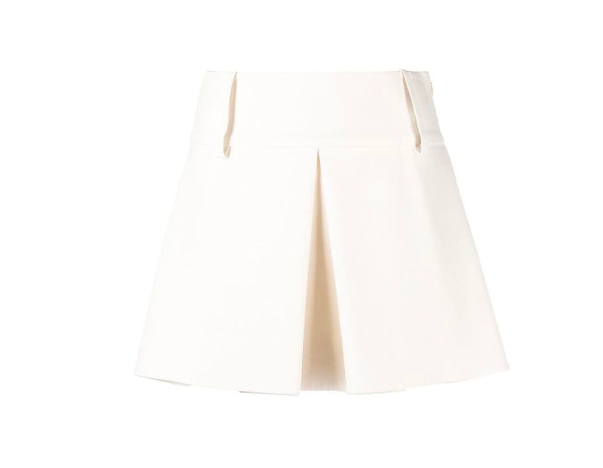 Maximilian Madeline Inverted-Pleat Crepe Mini Skirt