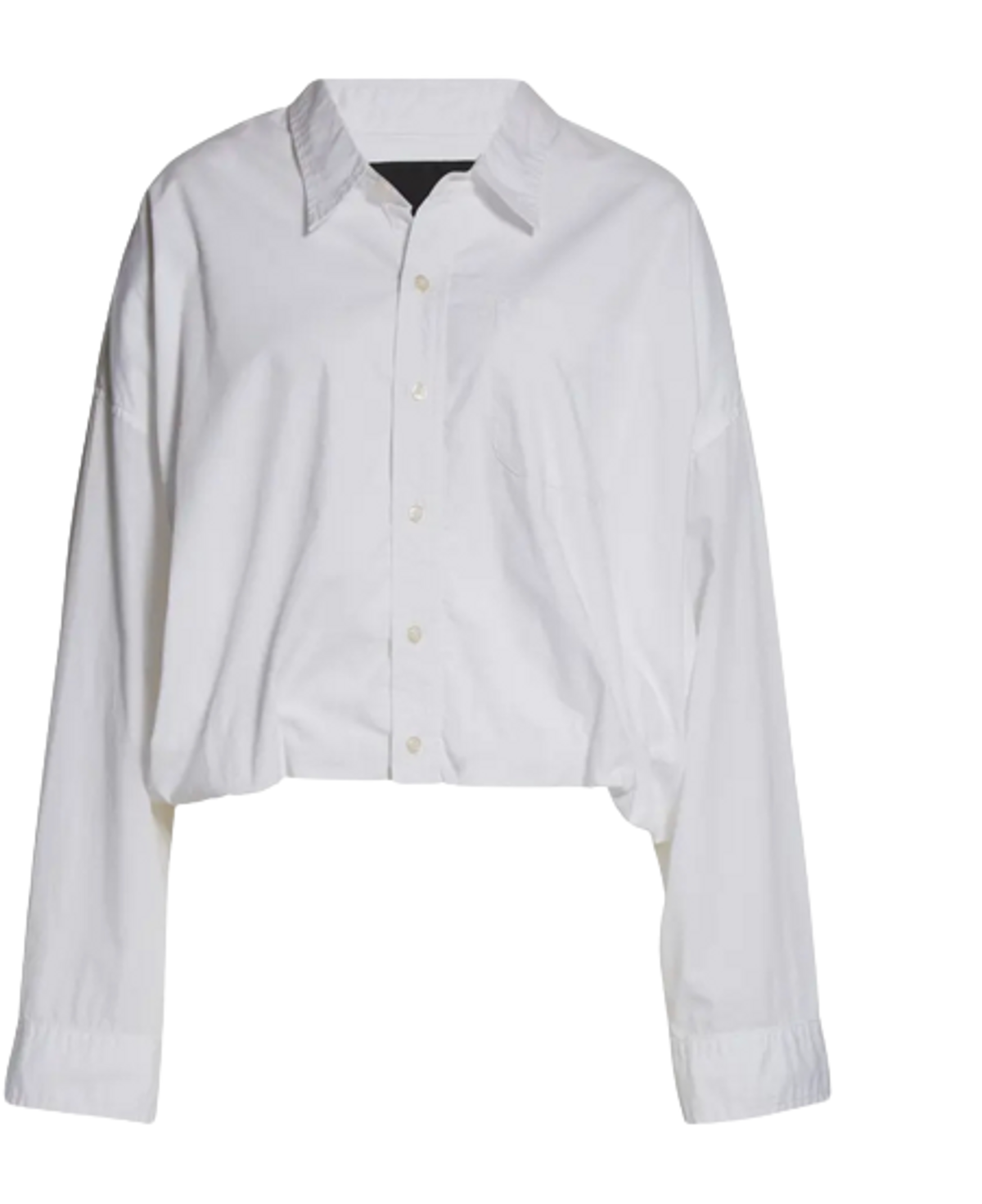 R13 Gathered Hem Crop Cotton ButtonUp Shirt WHAT’S ON THE STAR?