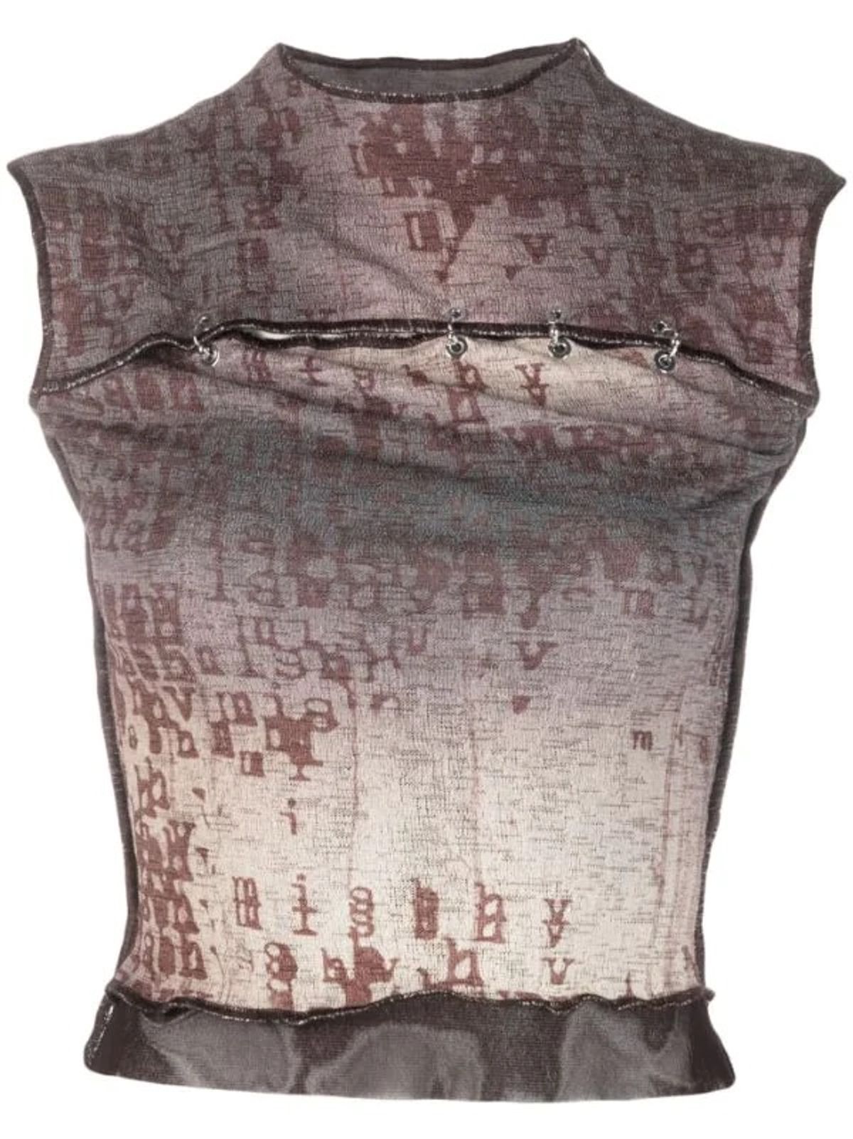 Misbhv Typewriter Pierced Sleeveless Top