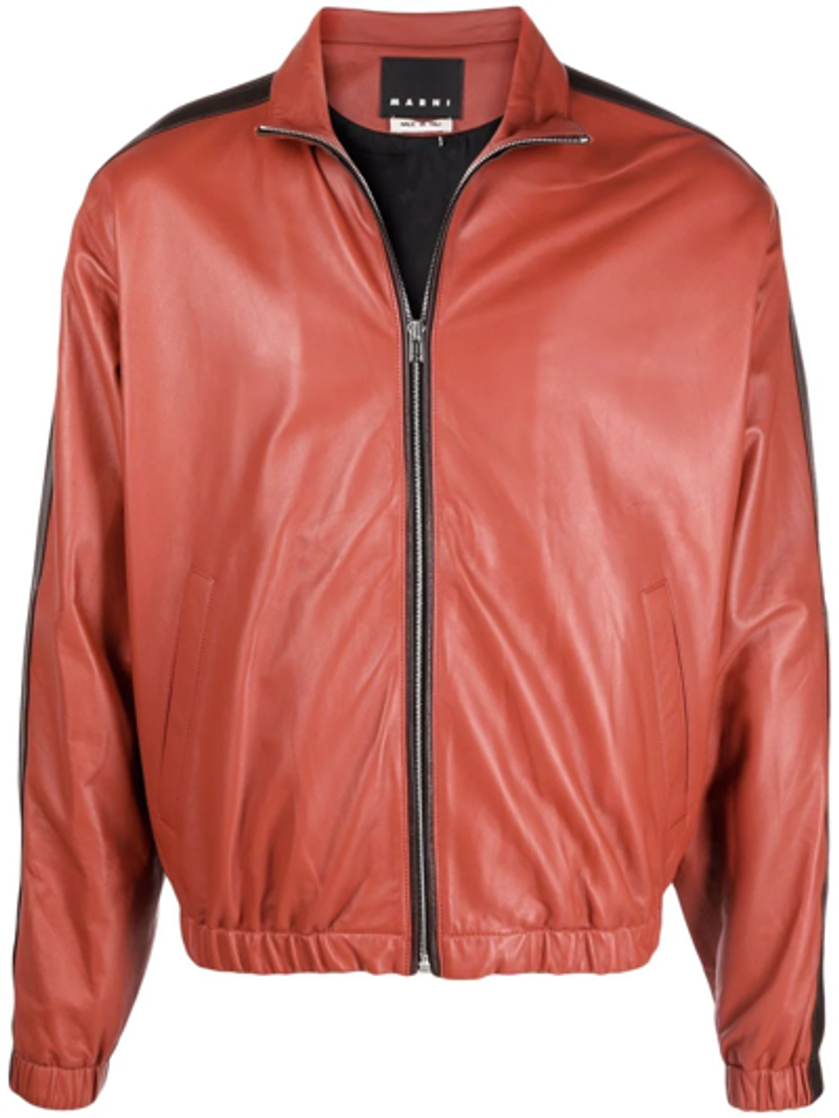 Marni Zipped Orange Leather Jacket
